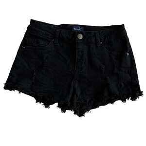 Angel Kiss Women's Black Jeans Denim Distressed Cutoff Frayed Hem Shorts Size 5